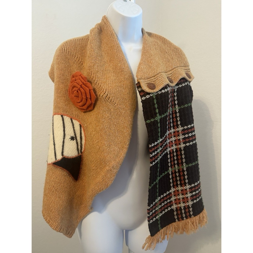 Women's Tan Orange Brown Boho Wool Blend Cardigan by MOTH, Sz: S (b24)